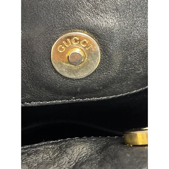 Gucci Black Leather Bamboo Handle Shoulder Bag Vintage 001 1014 1638 Italy - Picture 3 of 16